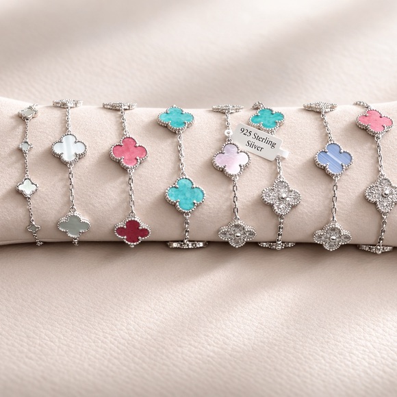 925 Silver clover bracelet adjustable 8in - Picture 13 of 14